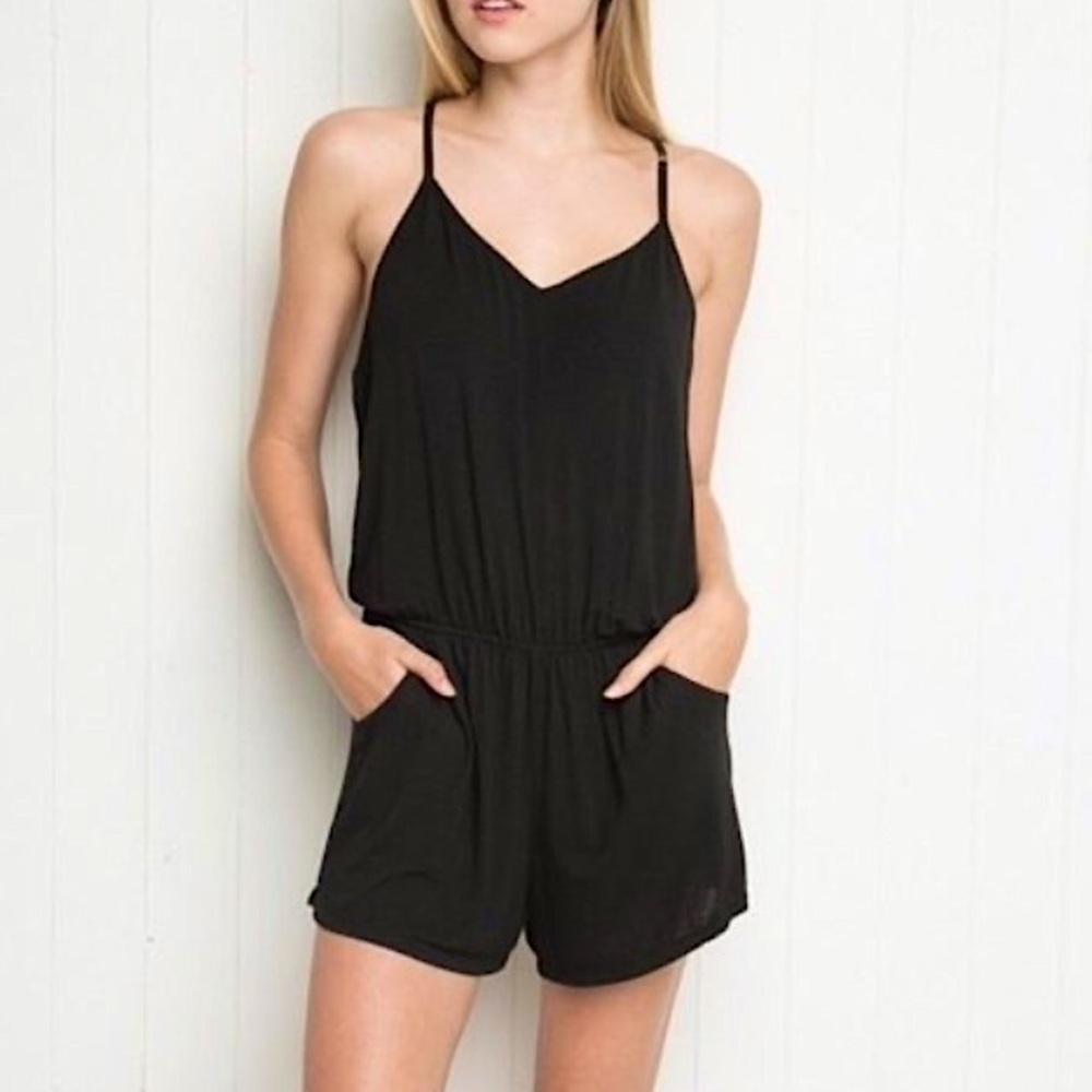 Brandy Melville | Black Tank Romper (One Size)